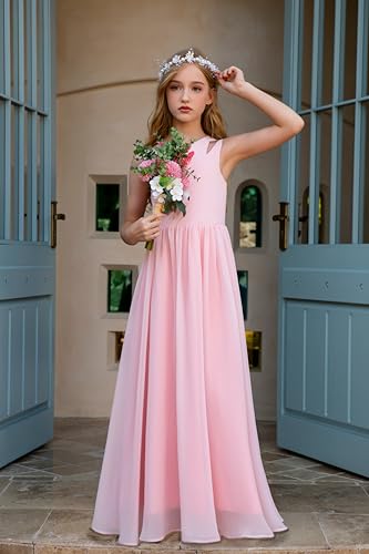 Junior Bridesmaid Dresses for Wedding One Shoulder Flower Girl Dresses Floor Length Party Dress JBD129 Sage Green US124