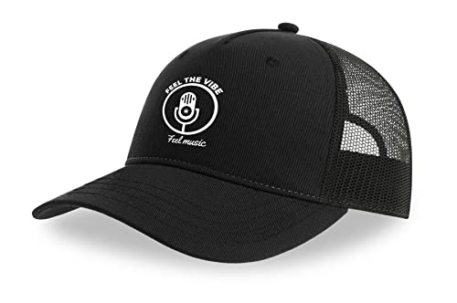 Casquette de camionneur filet Feel Music en coton noir taille unique réglable