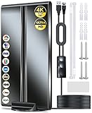 Amplified 600+Miles Range,Newest Indoor Outdoor HD Digital TV Antenna for Smart TV,360° Reception,Digital HD TV Antenna with Amplifier Signal Booster/35ft Coax Cable,Support 4K 1080p &All Older TV's