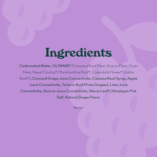 OLIPOP Prebiotic Soda Pop, Classic Grape, Pantry Pack Packed with Prebiotics, Fiber, and Botanicals, Gluten Free, Vegan, GMO Free, 12oz (12-Cans)
