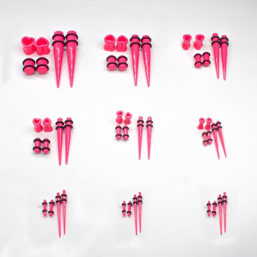 Marsrut 48 PCS Acrylic Gauge Kit Tapers Heart Tunnels Plug 14G-0000G Ear Stretching Set4