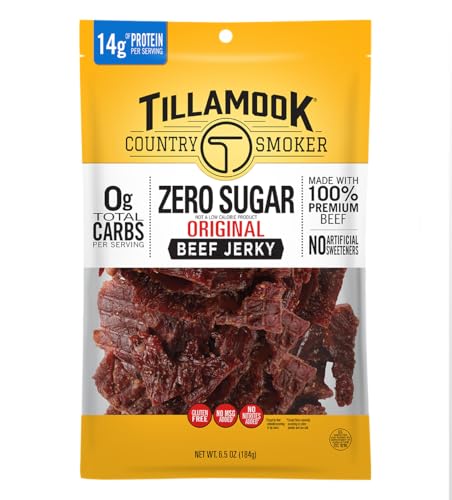 Tillamook Country Smoker Keto Friendly Zero Sugar Beef Jerky, Original,
