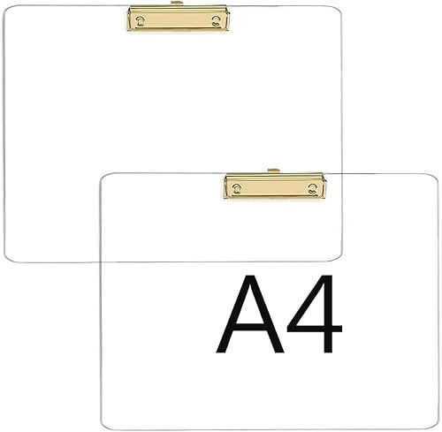 Vista 18 de JIARI Paquete de 2 portapapeles de acrílico transparente para oficina, tamaño A4, 8.6 x 12.2 pulgadas (dorado)