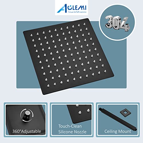 Aolemi 12 Inch Matte Black Ceiling Mount Shower System Rain Shower Head With Slide Bar Handheld Spray Luxury High Pressure Shower Combo Set Rough-In Valve And Shower Trim Included Bathroom #TOP6