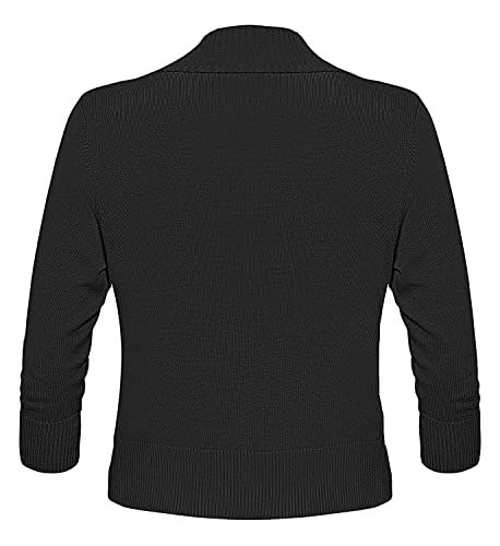 Gomamee Women's Open Front 3/4 Sleeve Shrug Cropped Cardigan Sweaters Elegant For Women, Black M #TOP4