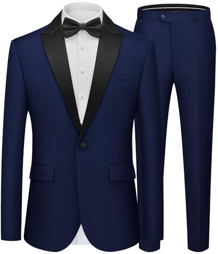 WEEN CHARM Men's Suits Slim Fit 2 Piece One Button Blazer Jacket Wedding Prom Tuxedo Pants Set