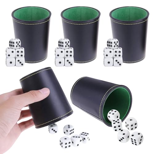 JurciCat Juego de 5 vasos con 5 cubos y 25 dados para viajes para adultos