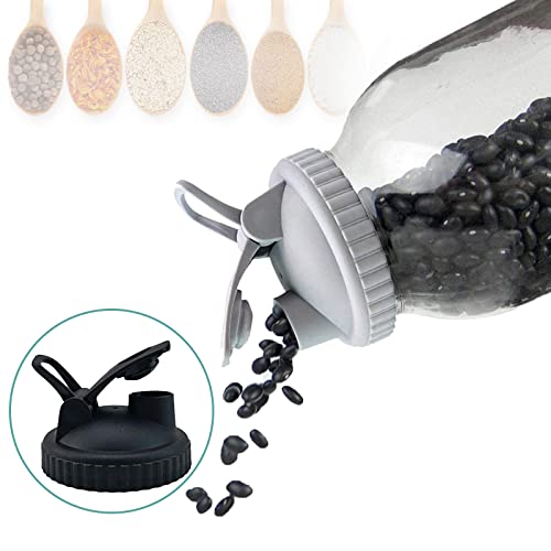 4Pack Mason Jar Lids With Flip Lid，Fit For Wide Mouth Mason Jars Canning Jars, Leak-Free And Airtight (Black And Gray) #TOP2