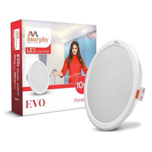 Image of Murphy EVO 10W Round LED Panel Light | 3000K Warm White| Recessed Ceiling Light | 1000 Lumens | 100mm Cutout | BIS Approved | 4kV Surge Protection | 2-Year Warranty | Pack of 1