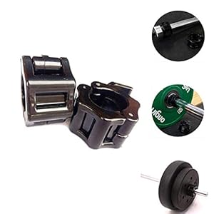 Lnndong-Black fitness exercise fast barbell buckle, dumbbell bar plastic buckle, safety lock ring buckle, small barbell spring buckle, collet about 1 inch (2 pcs)