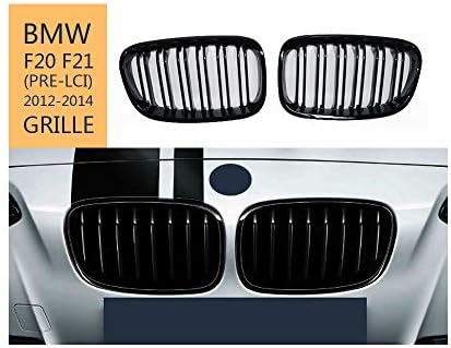 Front Kidney Grille For BMW BMW 1 Series F20 F21 (PRE-LCI) 2012-2014, ABS Glossy Black Double-slat Grill