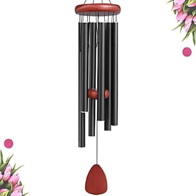 WENANA Large Aluminium Wind Chimes Outside, Soothing Melodic Memorial Sympathy Wind Chime, Suitable Outdoor Garden Patio Decor, Gift for Mom Women Neighbors (36 Inches Black)