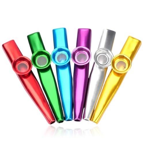 6 Piezas de Kazoos, 6 Colores, Mirlitón Silbato Trompeta Kazoo Metal Infantil Gran Regalo para Amantes de la Música, Silbato Carnaval Kazoo, Instrumento Pito Carnaval Cadiz Cazu