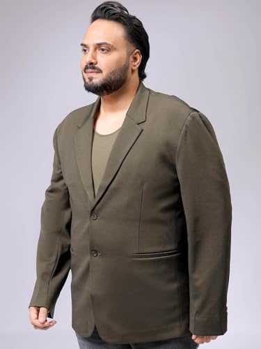 Image of Hardsoda by The Indian Garage Co Men Plus Size Comfort Fit Solid Single Breasted Knitted Blazer
