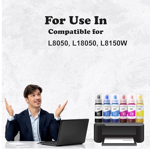 Image of Duplex DTC Refill Ink 057 Compatible with Epson L8050, L18050, L8150W Printer (057 Ink Set)