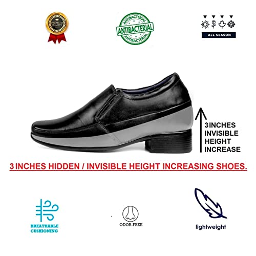 Image of BXXY Men's 2 inch Height Increasing Synthetic Material Formal Moccasion, Slip-On Shoes with Pu Sole.