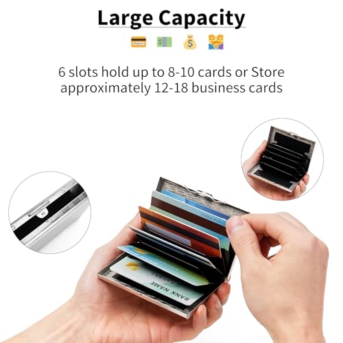 Image of Slim Credit Card Holder RFID Blocking Credit Card Stainless Steel Metal Wallet Business Card Cases with 6 Slots Men for Women