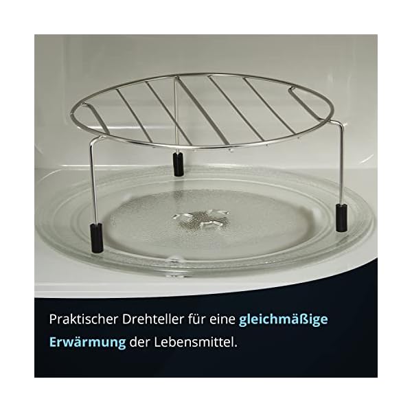 KHG Mikrowelle MW-20.1GW mit Grill 20l aus Metall in weiß, 6 Leistungsstufen und 3 Kombinationsstufen, bis 1.270 Watt, Drehscheibe, 30-min-Timer, Kindersicherung – Bild 4