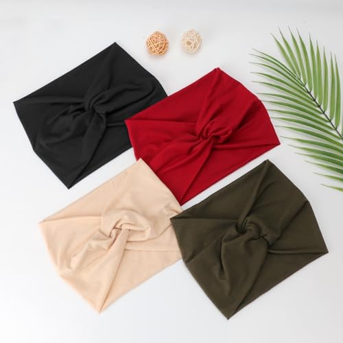 Image of DRESHOW 6 Pack Extra Wide Headbands for Women Large Turban Headband Boho Head Wrap Elastic Hairbands Hair Twisted Knot Hair Accessories