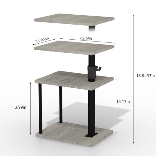 Image of Faesun Swivel Side Table for Couch Arm, Height Adjustable C Table for Recliner or Bed, Tv Trays with Storage Shelf for Small Spaces- Small Nightstand Table for Living Room, Bedroom