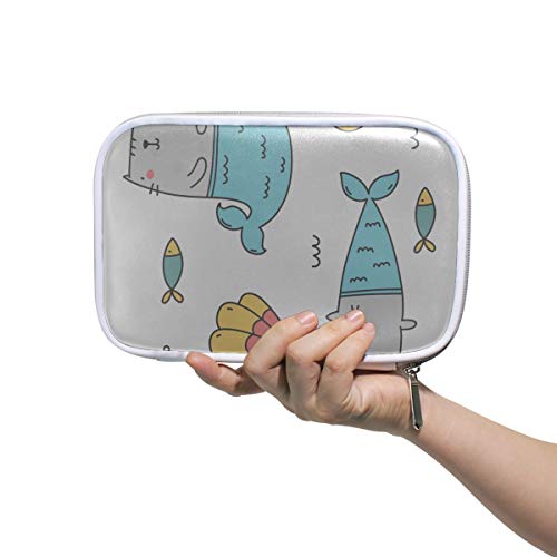 Kids Makeup Bag Magic Mermaid Tail Cute Cat Small Makeup Bag Mens Toiletries Bag Small Multifunctional Zipper Pencil Case for Girls for Men Women