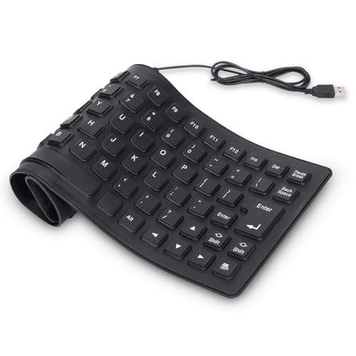Agatige Teclado con Cable de 85 Teclas, Teclado de Silicona USB Teclado Enrollable Silencioso Teclado Plegable a Prueba de Polvo para PC Portátil iOS, Androd, Ventana