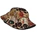 Sugar Skulls Butterfly Print Fashion Unisex Bucket Hat Wide Brim Sun Protection Foldable Double Sided Printed Sun Hat Black