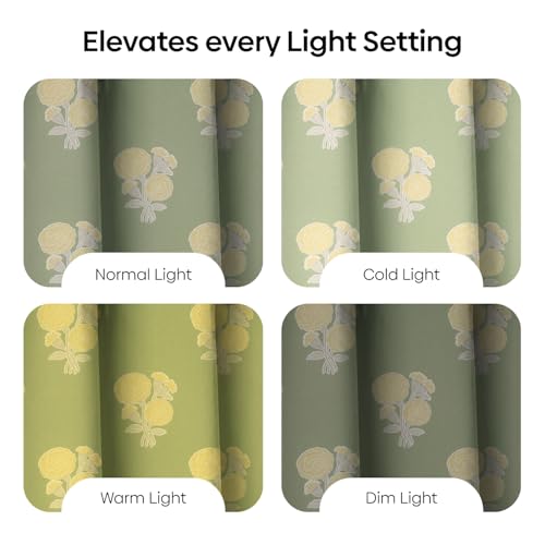 Image of haus & kinder Digital Printed Cotton Window Curtains 5 Feet Long Pack of 2 Window Curtains, 5 Feet Curtains for Window (Soleil Botanique, Sage 130x152 CM)