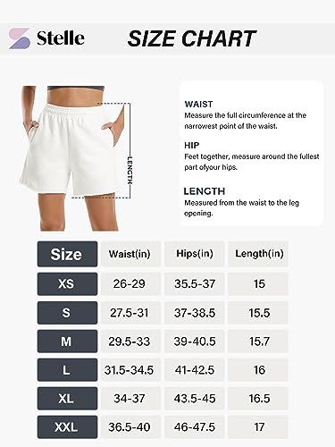 Stelle 2211-CA007-WT-L Women'S Sweat Shorts Casual Drawstring Shorts Comfy Cotton High Waisted Workout Lounge Shorts thumb #7