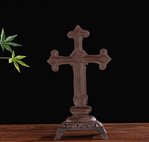 Estatua de Cruz de Hierro Fundido 10.2” Decoración Religiosa miniatura 7