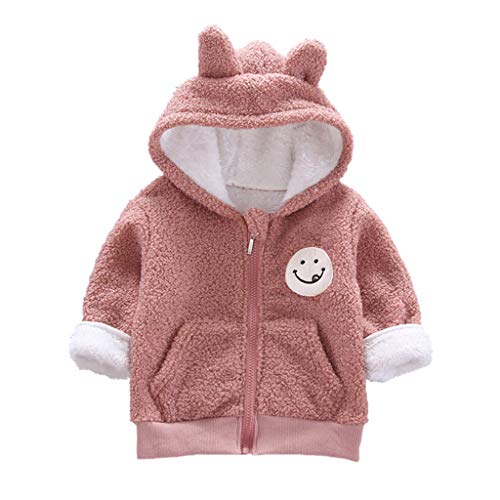 LHWY Chaqueta con Capucha Abrigo de Invierno para Niños Niñas Bebé Acolchado Forros Polares Calentito Manga Larga Caricatura Jacket Felpa Cazadora Chándal Parka 12 Meses - 5 años Rosa 110