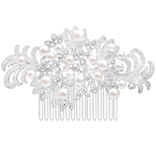 KristLand Peignes De Cheveux pour Mariée Mariage Peignes De Cheveux pour Femmes Crystal Perles Accessoires De Cheveux Demoiselles d'honneur Peignes Strass Party Fiançailles pour Dames Cover