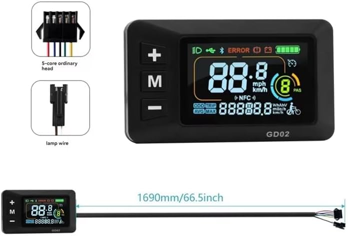 GD02 display with 5-core ordinary head and lamp connectors de cable