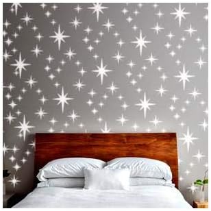 8-POINT STAR CLUSTER Wall Stencil for Paint - Wall Large