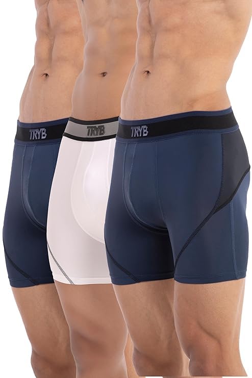 Image of TRYB Sports Underwear for Men | Stretchable Active-H Trunk Semi Compression Shorts | Trunks for Running & Gym Workout | Quick Dry, Breathable & Anti Chafing | Sports Innerwear Boxers