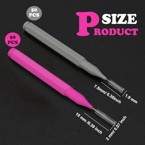 Image of Patelai 100 Pieces Braces Dental Brush for Cleaner Interdental Toothpick Dental Tooth Flossing Head Oral Hygiene Flosser Toothpick Cleaners Tooth Tool(Pink, Grey,Ideal Size)