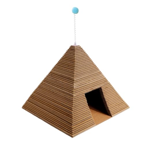 Eiuuioj ピラミッド型猫ベッド 立体的に高さのある猫用爪とぎボードおもちゃ 遊びながら眠れる
