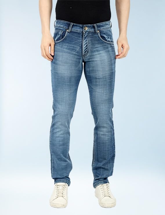 Image of Men's Premium Straight Fit Jeans | Cotton Rich Breathable Denim Pants for Men | Comfortable Regular Wear Casual Jeans