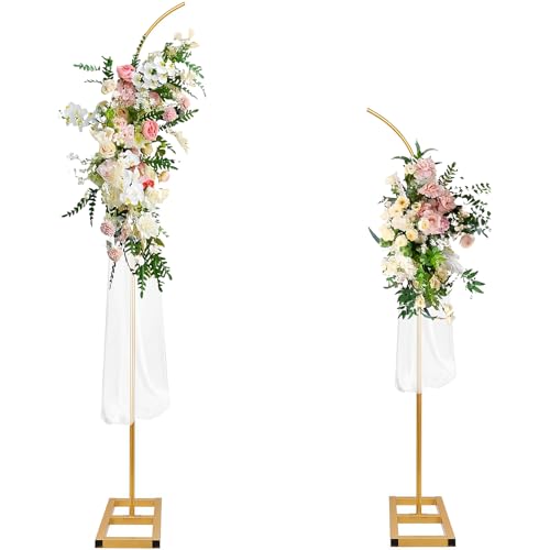 Bazen Balloon Arch Kit Balloon Arch Stand Set of 2 with Metal Square Base Balloon Arch Frame Floral Half Arch Balloon Garland Stand for Ceremony Wedding Bridal Baby Shower Birthday Anniversary