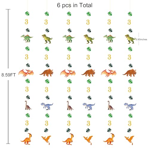 Image of 52Ft Dinosaur Birthday Decorations for Boys - Rex 3rd Dinosaur Birthday Banner Garland Streamers Backdrop Dino Theme Jurassic World Party Decor