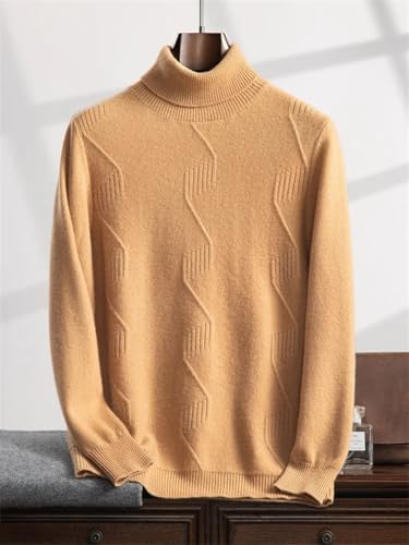 Men's Luxury Thick 100 Percent Goat Cashmere High Collar Sweater Warm Cosy Smart Casual Pullover2