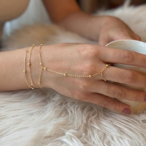 Image of Moodear Bracelet Set for Men, Sterling Silver Gold Plated Chain Bracelet Set
