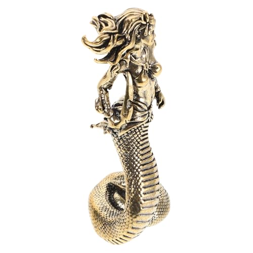 GREENADSCAPE Adorno de Serpiente Medusa Original decoración de estatuilla de Serpiente Escultura de la Diosa Serpiente Figura de Medusa Estatua de la Diosa Fortuna Cobre Golden