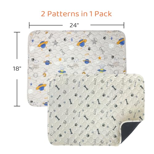 Image of Dog Mats for Floors Waterproof Absorbent and Leakproof Reusable Dog Kennel Pad Washable Pee Pads for Dogs Light Colors 2 Packs (S, 18 inch - 24 inch)