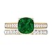 Bague solitaire taille coussin, bague de mariée en or, pierre gemme 2,98 ct, D-VSSI Moissanite 8 mm, émeraude créée en laboratoire, bague de fiançailles cathédrale, 14K Or jaune, Size:EU 48