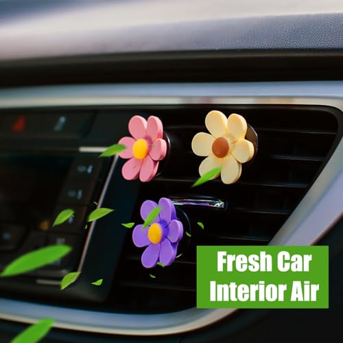Image of 12 PCS Car Vent Clips Cute Car Accessories, Flower Car Air Outlet Clip Vent Clips for Women Car Interior Decoration (3 Size, Red, Yellow, Green, Purple)