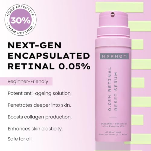 Image of Hyphen 0.05% Retinal Reset Serum | 30% More Effective than Retinol Serum | Anti Ageing Reduces Fine Lines & Wrinkles Night Face Serum For Beginners | Serum for Women | Boosts Collagen & Brightens Skin- 30 ml