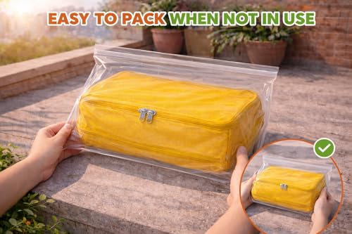 Image of Foldable Solar Food Drying Bag with Zipper Cover|Breathable Sun Dryer for Papad,fish,Chips,Fruits,Vegetables & Herbs|Dustproof for Balcony, Terrace & Window Use | 2 Year Warranty(4 Ft x 2 Ft) (yellow)