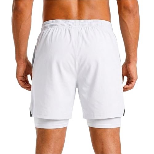 Image of Boldshark Men's 2-in-1 Running Shorts with Inner Compression Layer, Quick-Dry Sports Shorts with Phone Pocket for Gym, Running & Training