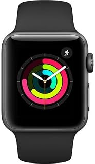 Apple Watch Series 3 (GPS, 42mm) - Space Grey Aluminium Case with Black Sport Band (Renewed)